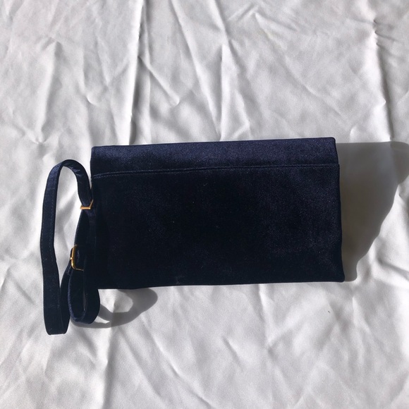 Anthropologie Navy Velvet Clutch Bag - Picture 7 of 7